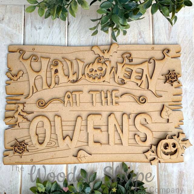 Personalised Halloween At The Family Surname Craft Kit Layered Mdf Decoration - image 1