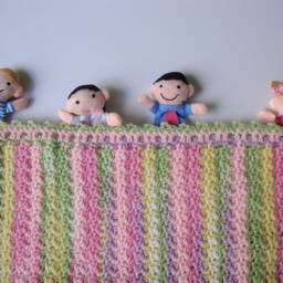 Crochet Baby Blanket Pastel Striped Acrylic Blend, Newborn Gift - thumbnail 4
