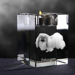 Pekingese, Crystal Candlestick With Dog, Souvenir, Decoration, Limited Edition, Collection - thumbnail 2