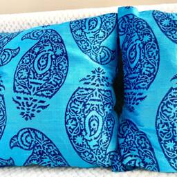 Silk Cushion/Pillow Cover .16 X 16 Inches.paisley Block Print.teal, Blue, Floral Motif, Toronto Canada.pillow Case, Accent Pillow, Floor Cushion - thumbnail 2