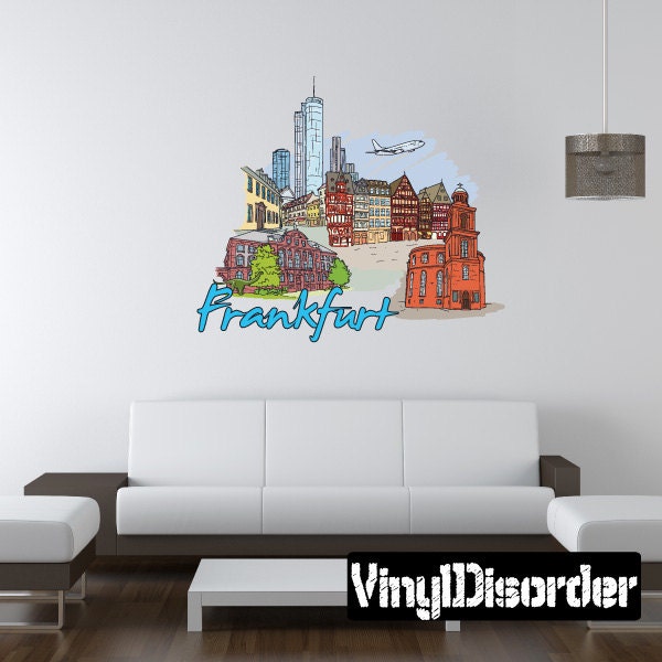 Famous City Frankfurt Wall Decal - Fabric Vinyl Removable & Reusable Famouscityuscolor081Et