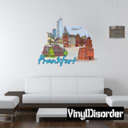 Famous City Frankfurt Wall Decal - Fabric Vinyl Removable & Reusable Famouscityuscolor081Et