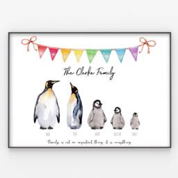 Penguin Family Print Custom Quote, Personalised Wall Art Gift - thumbnail 1