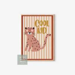 Childrens Cool Cat Nursery Wall Print For Bedroom Or Playroom, Neutral Kids Poster, Boho Scandi Art - thumbnail 2