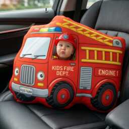 Personalized Firefighter Pillow, Cushions With Name, Decorative Pillows For Kids Rooms, Fireman Pillow Photo Face - thumbnail 2