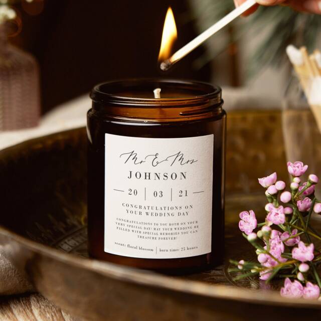 Personalised Wedding Gift Candle, Soy Wax Apothecary Jar - image 1