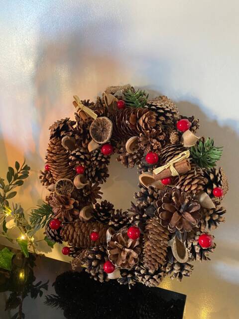 Christmas Door Wreath Decoration Artificial Traditional Dried Fruit Foliage Xmas Home Decor Decorative Festive 30/36cm - image 1