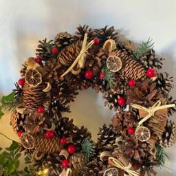 Christmas Door Wreath Decoration Artificial Traditional Dried Fruit Foliage Xmas Home Decor Decorative Festive 30/36cm - thumbnail 3