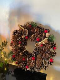 Christmas Door Wreath Decoration Artificial Traditional Dried Fruit Foliage Xmas Home Decor Decorative Festive 30/36cm - thumbnail 1