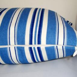 Blue Striped Lumbar Pillow Cover, Modern Sofa Cushion - 10x22 - thumbnail 4