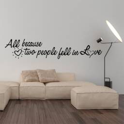 Two People Fell in Love - 0185 Wall Art Decal, Transfer, Mural, Sticker, 75 Colours, 5 Sizes, Interior Or Exterior Use , Easy To Apply