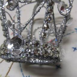 Small Tree Topper Or Ornament, Silver Rhinestones, Metal, Glittered, Set in Shabby Chic, Cottage, Xmas Bling - thumbnail 4