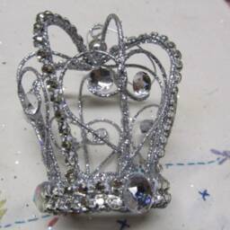 Small Tree Topper Or Ornament, Silver Rhinestones, Metal, Glittered, Set in Shabby Chic, Cottage, Xmas Bling - thumbnail 2