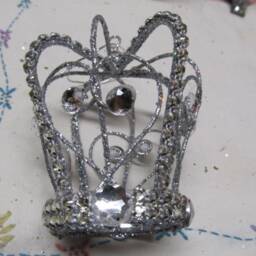 Small Tree Topper Or Ornament, Silver Rhinestones, Metal, Glittered, Set in Shabby Chic, Cottage, Xmas Bling - thumbnail 3