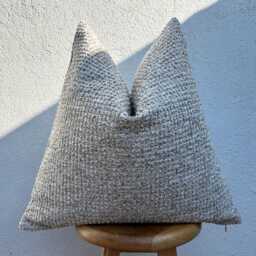 Neutral Beige Woven Pillow Cover - Decorative Couch Lumbar Or Euro Sham Duties Paid Usa - thumbnail 2