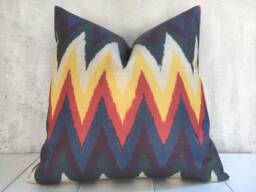 Silk Ikat Pillow Cover 24x24, Handwoven Decorative Cushion