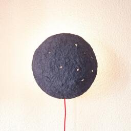 Wall Sconce Lamp From Paper Mache, Nursery Night Light - Eclipse Medium Blue - thumbnail 3