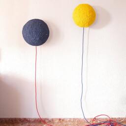 Wall Sconce Lamp From Paper Mache, Nursery Night Light - Eclipse Medium Blue - thumbnail 2
