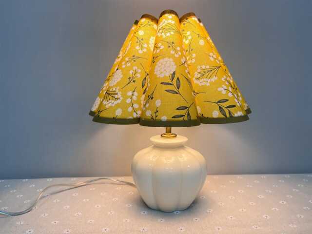 Floral Print Table Lamp Ceramic Pumpkin Base, Nordic Style - image 1