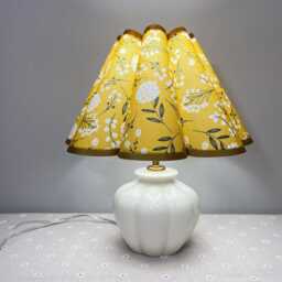 Floral Print Table Lamp Ceramic Pumpkin Base, Nordic Style - thumbnail 4