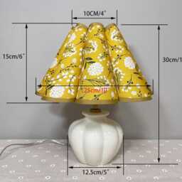 Floral Print Table Lamp Ceramic Pumpkin Base, Nordic Style - thumbnail 3
