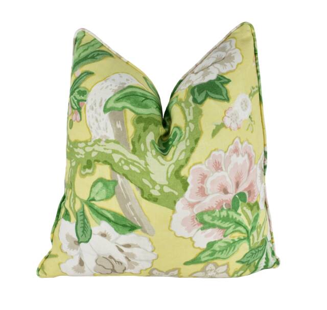 Schumacher/Mary Mcdonald - Bermuda Blossoms Yellow Bold Traditional Floral Cushion Cover Handmade Throw Pillow Designer Home Decor - image 1