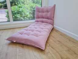 Organic Hemp Floor Cushion Reading Nook Pillow Hemp Fiber Filling in Soft Pink Cotton Velvet Fabric Custom Made - thumbnail 1