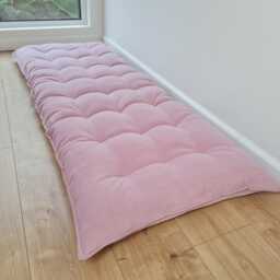 Organic Hemp Floor Cushion Reading Nook Pillow Hemp Fiber Filling in Soft Pink Cotton Velvet Fabric Custom Made - thumbnail 2