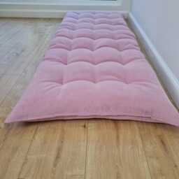 Organic Hemp Floor Cushion Reading Nook Pillow Hemp Fiber Filling in Soft Pink Cotton Velvet Fabric Custom Made - thumbnail 3