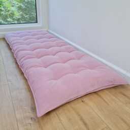 Organic Hemp Floor Cushion Reading Nook Pillow Hemp Fiber Filling in Soft Pink Cotton Velvet Fabric Custom Made - thumbnail 4