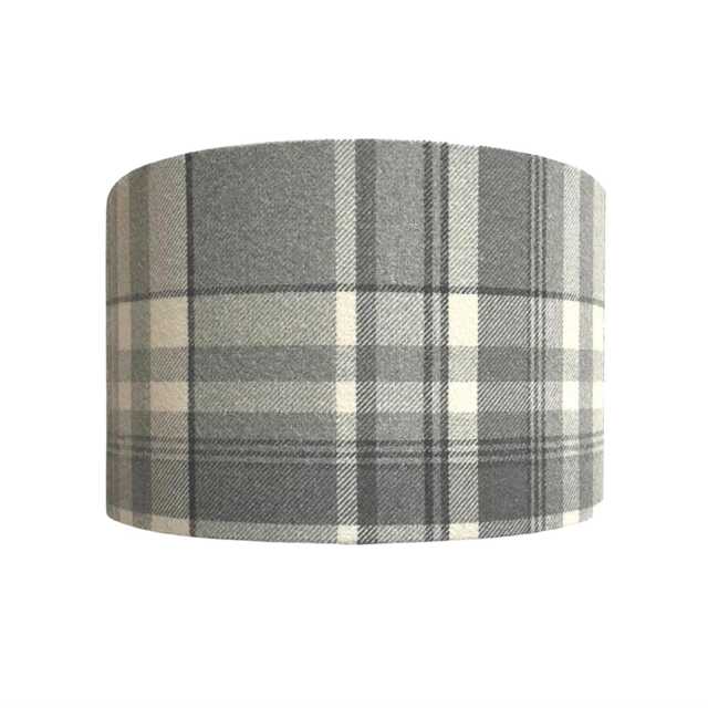 Handmade Balmoral Grey Tartan Drum Lampshade, Table Or Ceiling Light Shade - image 1