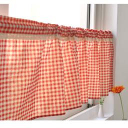 Linen Gingham Check Window Curtain Valance, Bedroom Treatment, Cafe Curtain, Washable For Living Room, Custom Split Way, Tieup - thumbnail 3