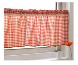 Linen Gingham Check Window Curtain Valance, Bedroom Treatment, Cafe Curtain, Washable For Living Room, Custom Split Way, Tieup