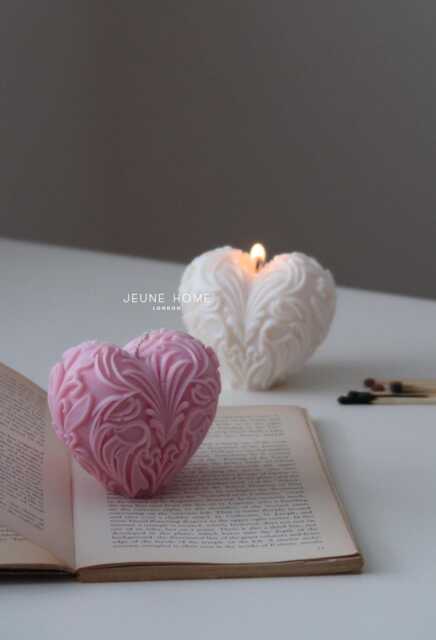 Textured Heart Candle Hand-Poured Soy Wax, Decorative Sculpture - image 1