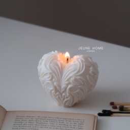 Textured Heart Candle Hand-Poured Soy Wax, Decorative Sculpture - thumbnail 2