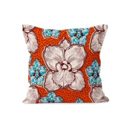Flower Orange Cushion Cover, Farmhouse Decor, Terracotta Floral Home Accent, Vibrant Pillow Case For Boho Chic Style - thumbnail 3