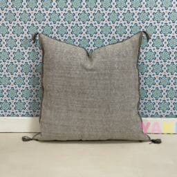 Yakiti-Grey Square Moroccan Pillows 20x20, Aka Cactus Silk Pillow, Decorative, Sabra Pillows, Outdoor Pillow, Durable & Weather Resistant - thumbnail 3