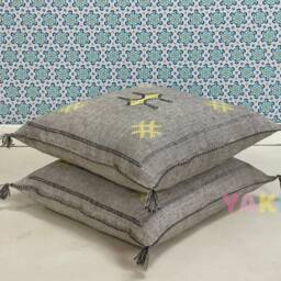 Yakiti-Grey Square Moroccan Pillows 20x20, Aka Cactus Silk Pillow, Decorative, Sabra Pillows, Outdoor Pillow, Durable & Weather Resistant - thumbnail 4