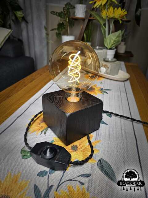 Oak Table & Desk Lamp - Dimmable Wooden Bedside Plug in Light - image 1
