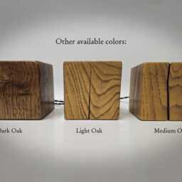 Oak Table & Desk Lamp - Dimmable Wooden Bedside Plug in Light - thumbnail 4