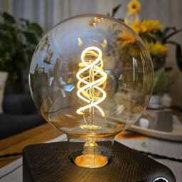 Oak Table & Desk Lamp - Dimmable Wooden Bedside Plug in Light - thumbnail 3
