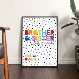 Brother & Sister Print, Rainbow Prints, Playroom Wall Art, Sibling Print's, Big Sis Lil Bro Bro, Kids Room - thumbnail 3