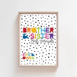 Brother & Sister Print, Rainbow Prints, Playroom Wall Art, Sibling Print's, Big Sis Lil Bro Bro, Kids Room - thumbnail 2