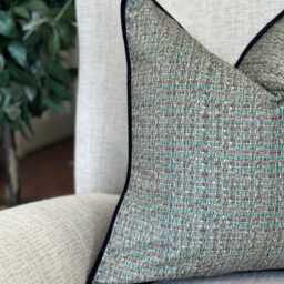 Green Printed Velvet Cushion Cover - Custom Throw Pillow - Hunter - thumbnail 2
