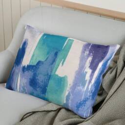 Watercolour Blue/Aqua/Green/Lavender Cushion Cover Throw Pillow. 50cm Lumbar. Australian Made