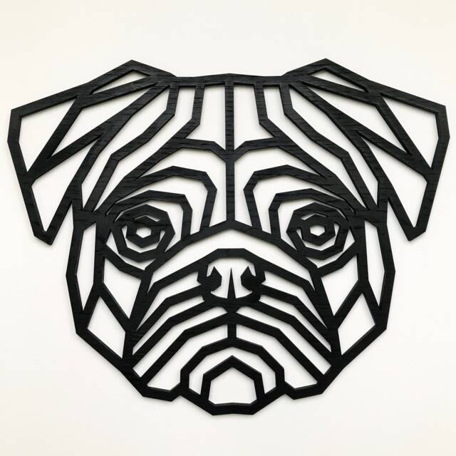 Geometric Pug Head - Wooden Wall Art Home Nursery Office Living Dog - image 1