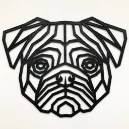 Geometric Pug Head - Wooden Wall Art Home Nursery Office Living Dog - thumbnail 1