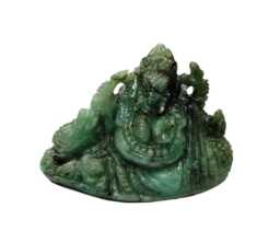 Emerald Ganesh, 548 Caret, Ganesh Idols, Gemstone Sculptures Figurines , Artifacts Stone Statues Hindu Diety God - thumbnail 1