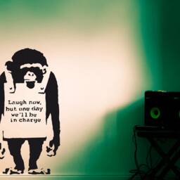"Banksy Wall Art Decal Monkey With Quote " - thumbnail 3