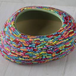 Millefiori Polymer Clay Planter Colorful Pebble-Shaped Ceramic Pot - thumbnail 2